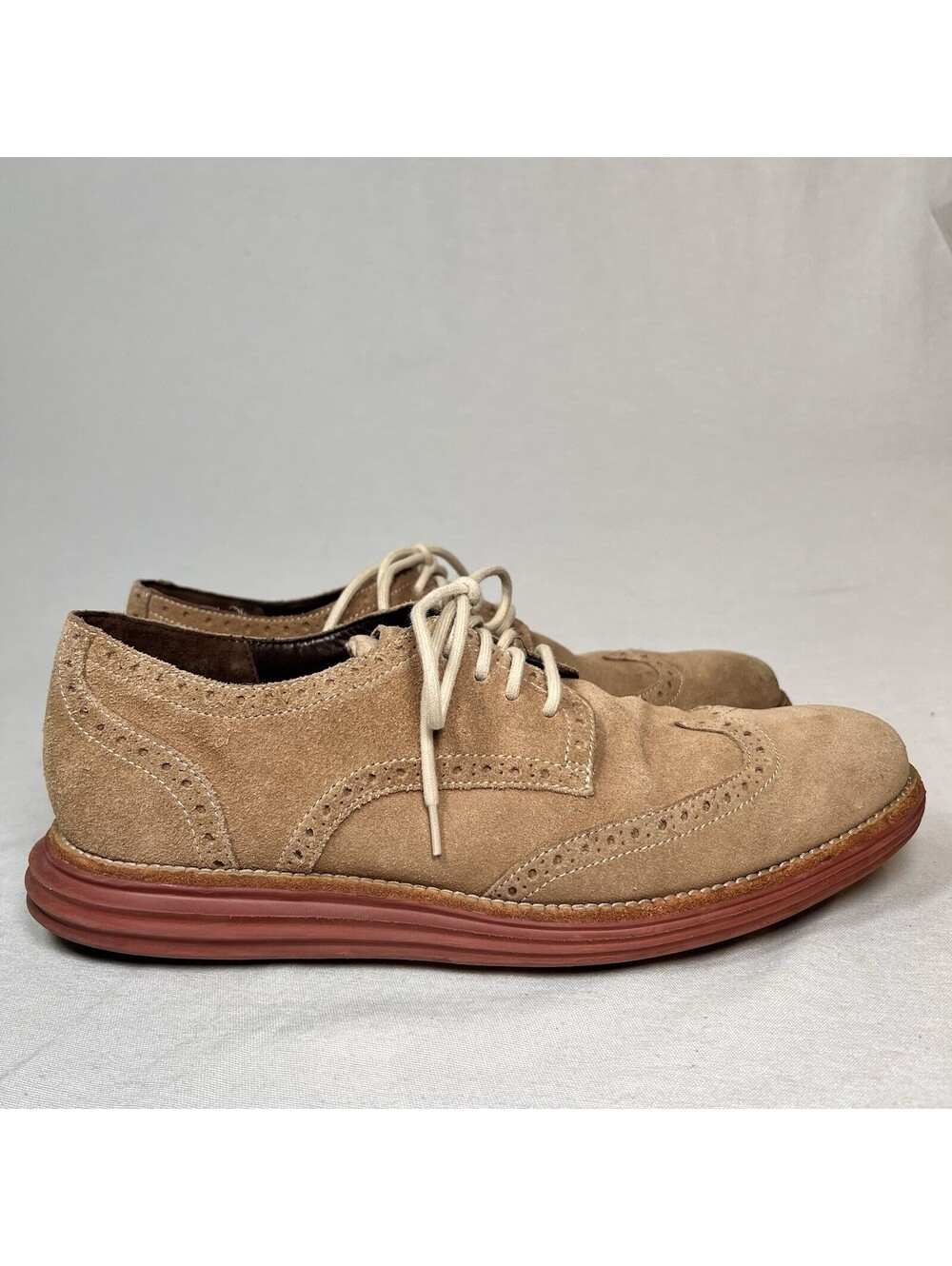 Cole Haan Lunargrand Wingtip Milkshake Suede Leather Comfort Loafers Men’s Sz 11